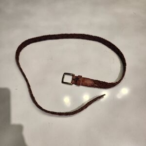 LOFT Brown Braided Leather Belt with Gold Buckle